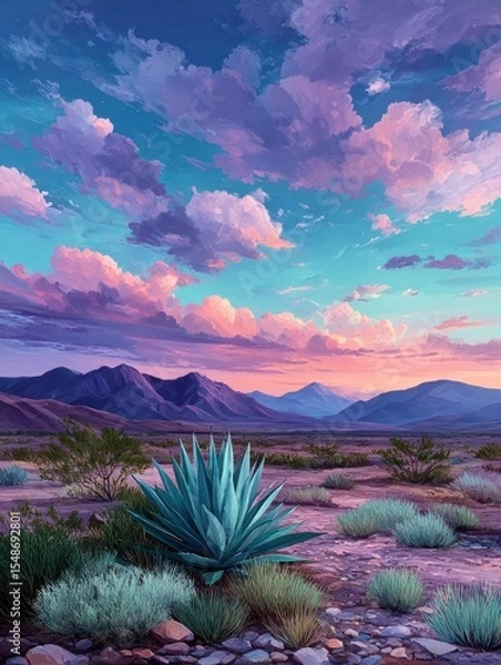 Obraz Desert landscape with agave