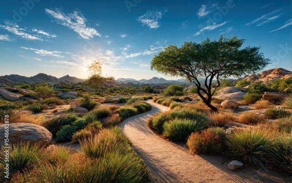 Obraz Desert path at sunrise