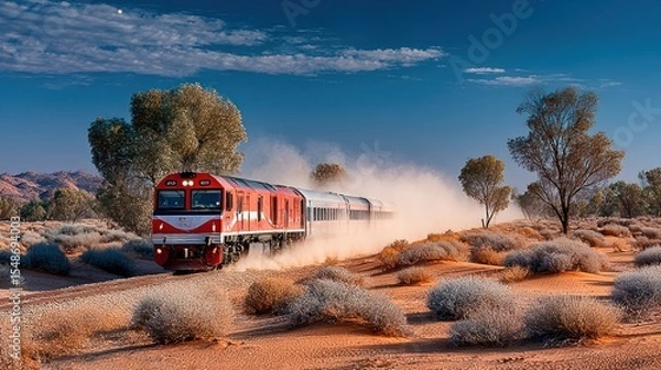 Obraz Desert train in the sunrise