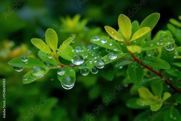 Obraz Dewdrops on vibrant foliage