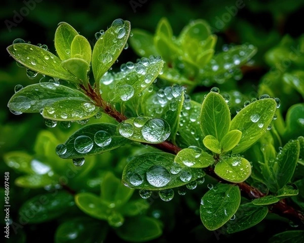 Obraz Dew-kissed greenery close-up