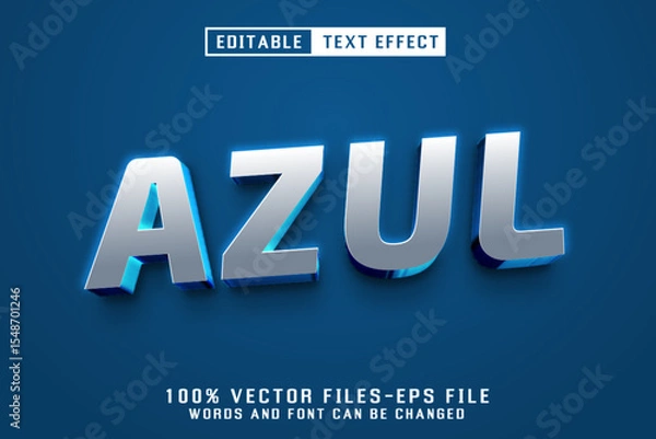 Fototapeta Azul 3d Text - Editable Text Effect