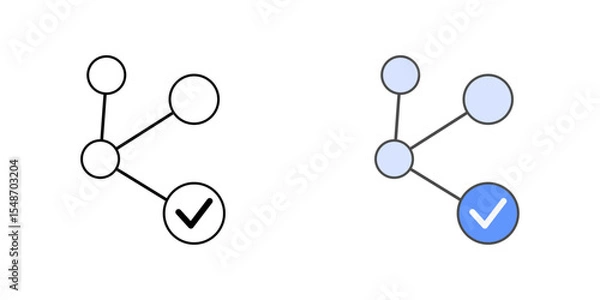 Fototapeta Network access approval icon with network symbol and check mark, in outline and color styles, ideal for illustrating granted connectivity, IT access permissions, and secure network authorization.