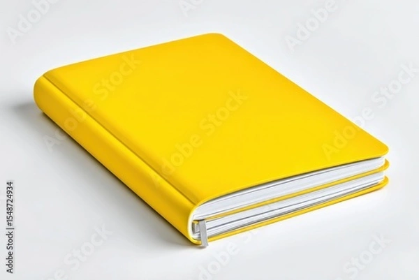 Fototapeta Bright Yellow Hardcover Notebook with Spiral Binding for Writing Notes Journaling and Creative Planning on White Background