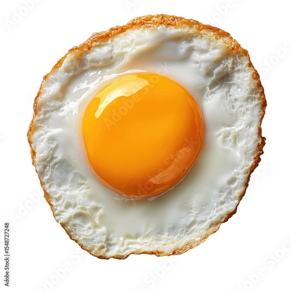 Fototapeta A perfectly fried egg with a runny yolk, crispy edges, and a golden brown color.