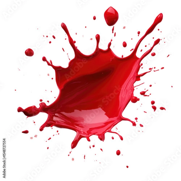 Fototapeta A vibrant red liquid explodes in a dramatic splash against a stark black background, showcasing its dynamic texture and fluidity.
