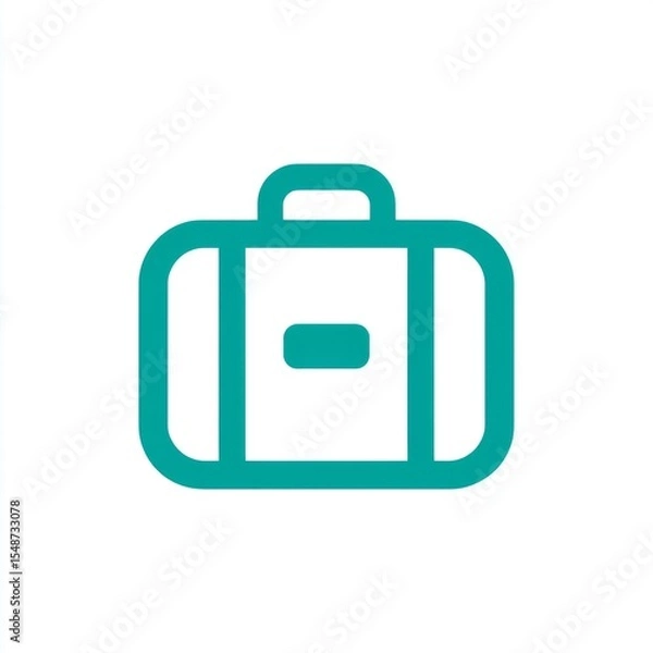 Obraz Illustrated icon of a travel suitcase in modern minimalistic design with teal color on a white background