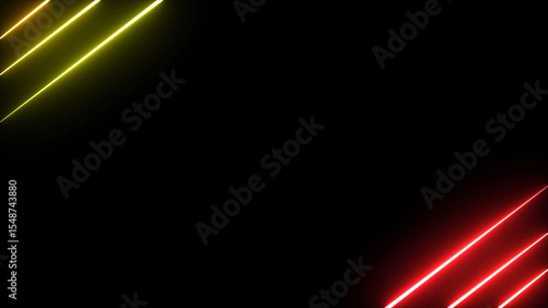 Fototapeta Neon lights lines. Reflective orange and red neon lights on dark background. Soft Light Flow Background With Bright Glowing Colorful Stripes.