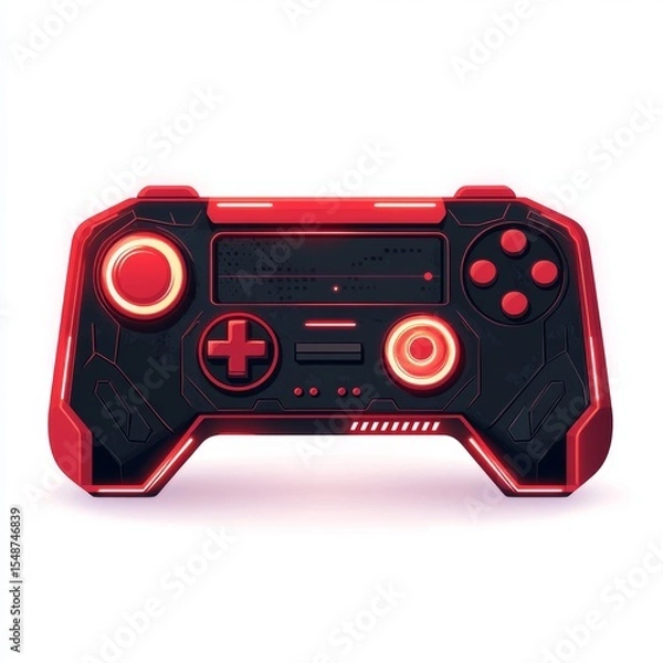 Fototapeta Futuristic Red and Black Game Controller Design with Circular Accents and Bold Shape for Modern Gaming Experience