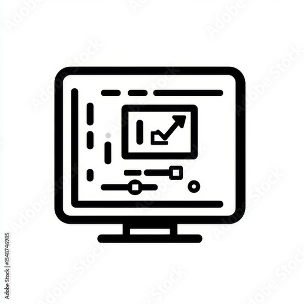 Fototapeta Simple graphic of a computer screen displaying a chart with bars and lines illustrating data analysis and growth trends