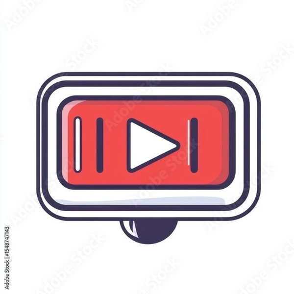 Fototapeta Play Button Icon for Multimedia Content Presentation and Digital Entertainment in Creative Vector Style Design