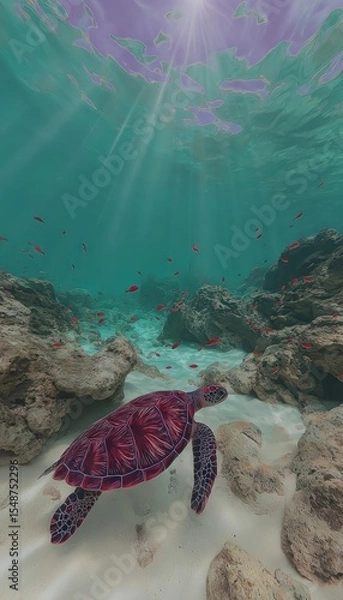 Obraz Underwater turtle scene