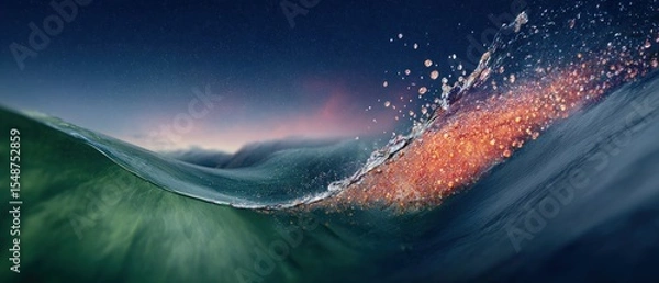 Obraz Underwater wave with vibrant colors