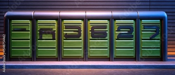 Obraz Urban automated lockers at night