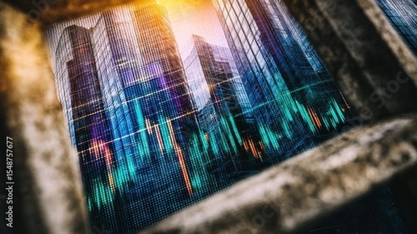 Obraz Urban financial data framed