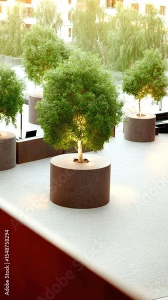 Obraz Urban garden with potted trees