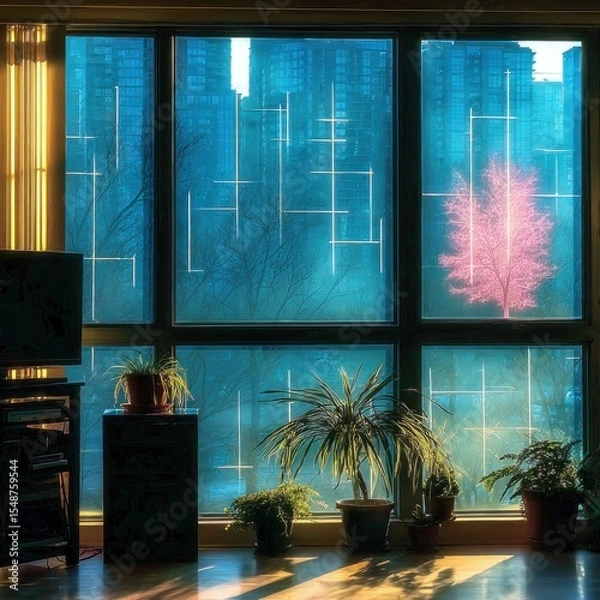 Obraz Urban indoor scene with a window view
