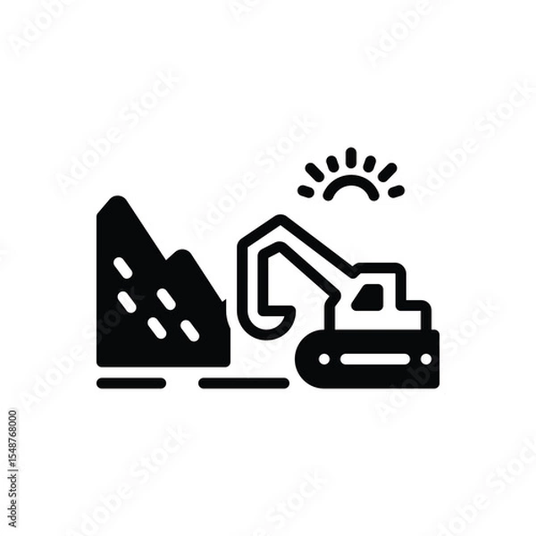 Fototapeta Black solid icon for strip mining