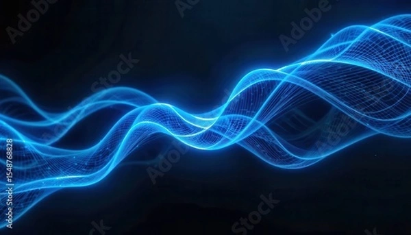 Fototapeta Dynamic blue wave patterns for modern computer backgrounds and screens