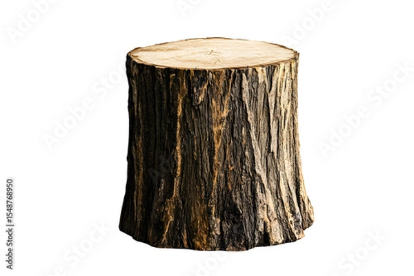 Fototapeta Isolated tree stump on a black background showcasing natural textures and details