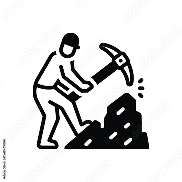 Fototapeta Black solid icon for mining