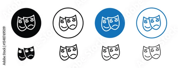 Fototapeta Set of colored pixel perfect Bipolar disorder icon, 1 silhouette, 1 unexpanded, Bipolar icon illustrating mood swings with dual expressions.
