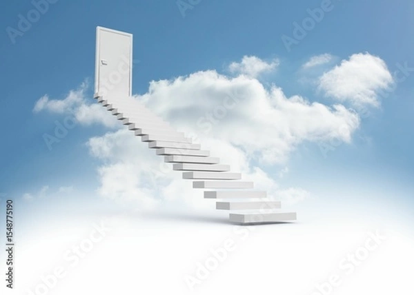 Obraz Steps leading to closed door in the sky