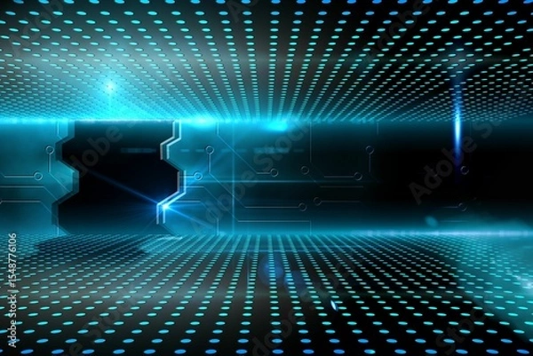 Obraz Doorway on technological glowing background