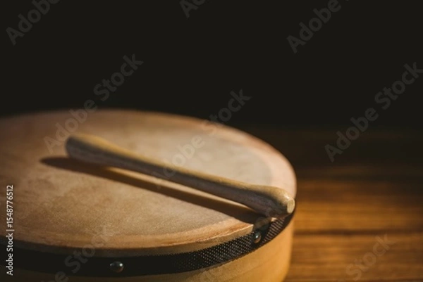 Obraz Close-up of wooden stick on bodhran