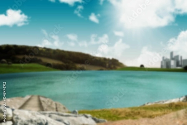 Obraz Scenic view of lake on sunny day