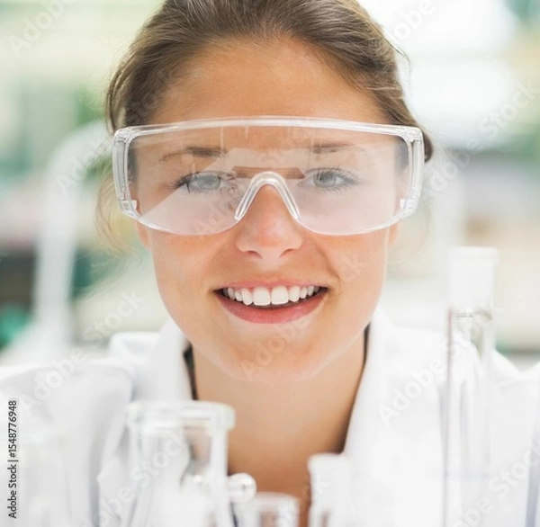 Obraz Female scientist smiling at camera