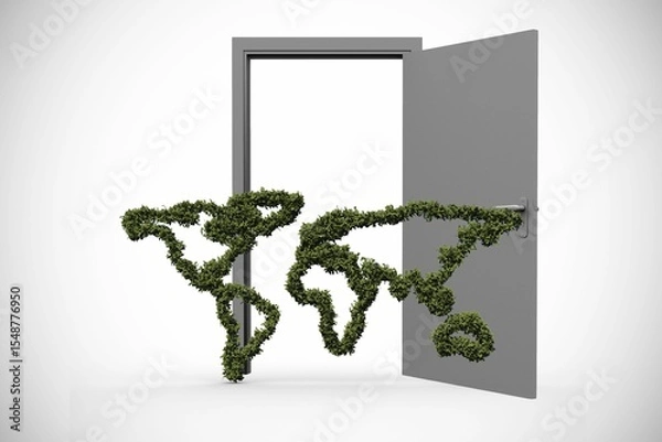 Obraz Topiary of world map at doorway