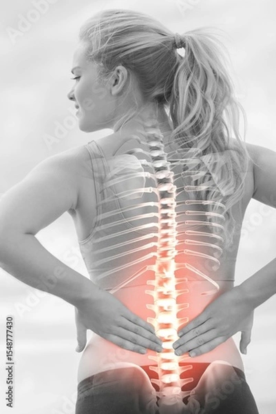 Obraz Highlighted spine of woman with back pain