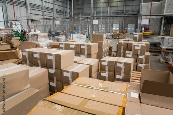 Obraz Cardboard boxes in shipping industry