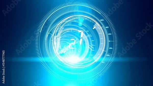Fototapeta Interface dial with numbers in dark blue background with light blue radiance