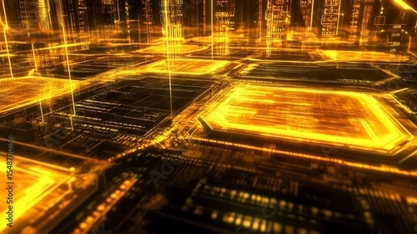 Obraz Digital circuit glowing orange