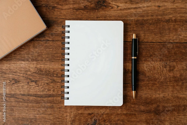 Fototapeta Elegant notebook and pen for productive planning