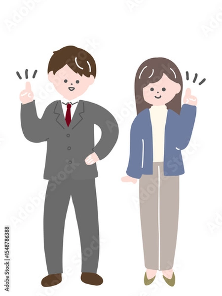 Fototapeta 閃いたスーツの男性とジャケットの女性