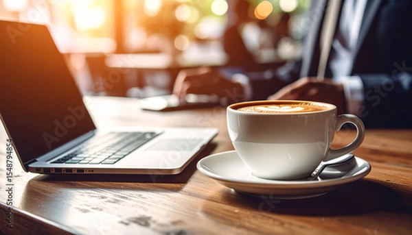 Obraz Coffee and laptop, Generated image