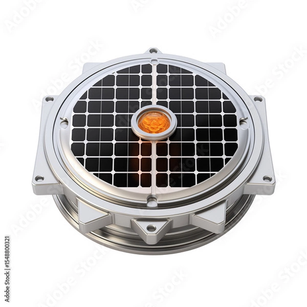 Fototapeta Solar energy device with grid pattern and orange light feature  