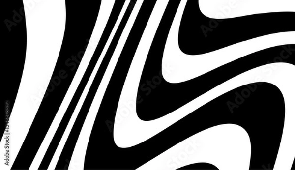 Fototapeta Abstract Optical Illusion of Wavy Black and White Stripes