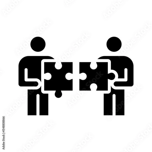 Fototapeta Team Misalignment Icon Glyph Style People Holding Puzzle Pieces Not Fit Collaboration Conflict