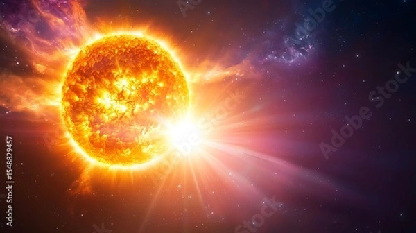 Fototapeta Intense Solar Flare Erupts in Deep Space