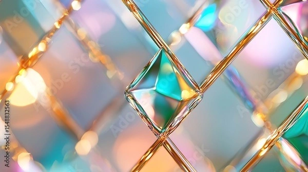 Fototapeta Intricate Repeating Diamond Pattern with Colorful Facets