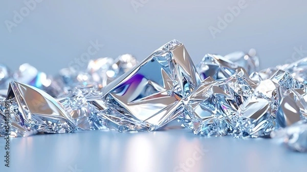 Fototapeta Iridescent Blue Crystal Abstract Background