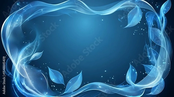 Obraz Abstract blue frame with leaves