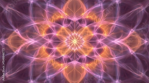 Fototapeta Abstract symmetrical design with glowing lines (1)