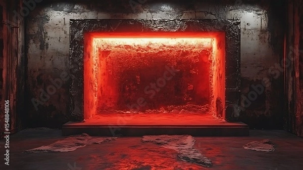 Obraz Grungy, glowing, red-lit interior
