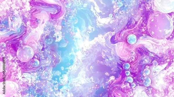 Obraz Abstract paint swirls with bubbles