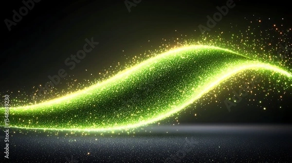 Obraz Abstract glowing green wave